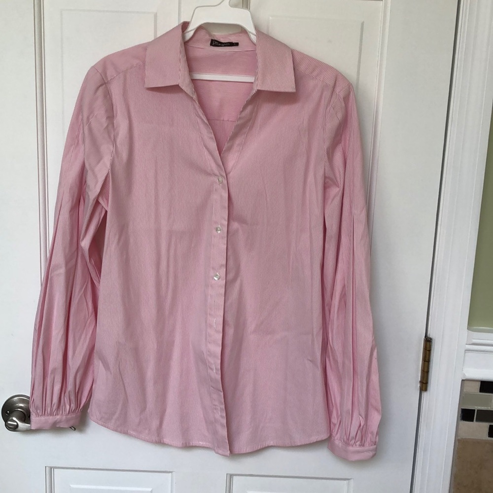 J. McLaughlin Pink & White Striped Blouse